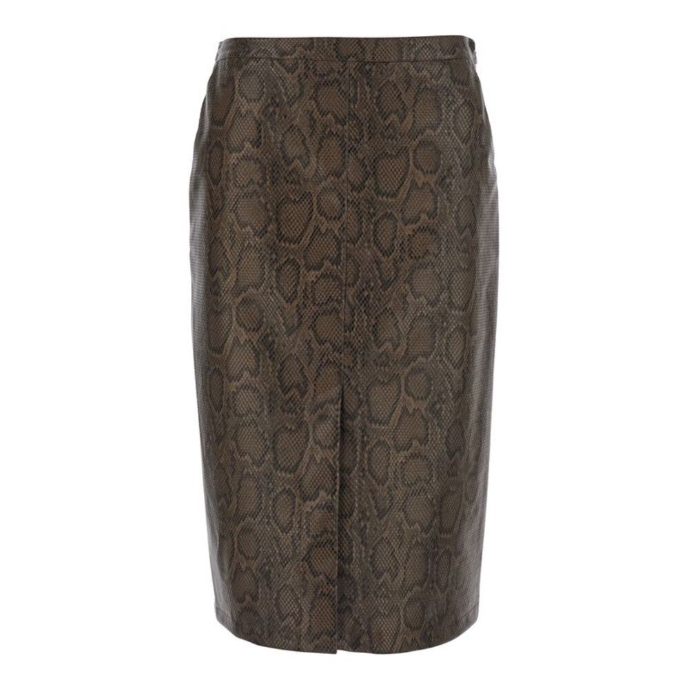 Twinset Women Brown Skirt With Snake Print In Tech Fabric For Women